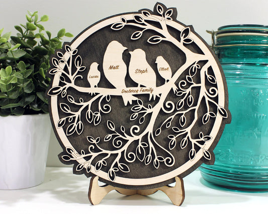Personalized Family of Birds Display