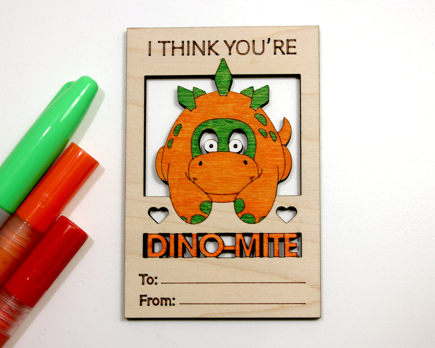 Dino Valentines Day Craft Card Set