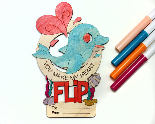 Dolphin Valentines Day Craft Card