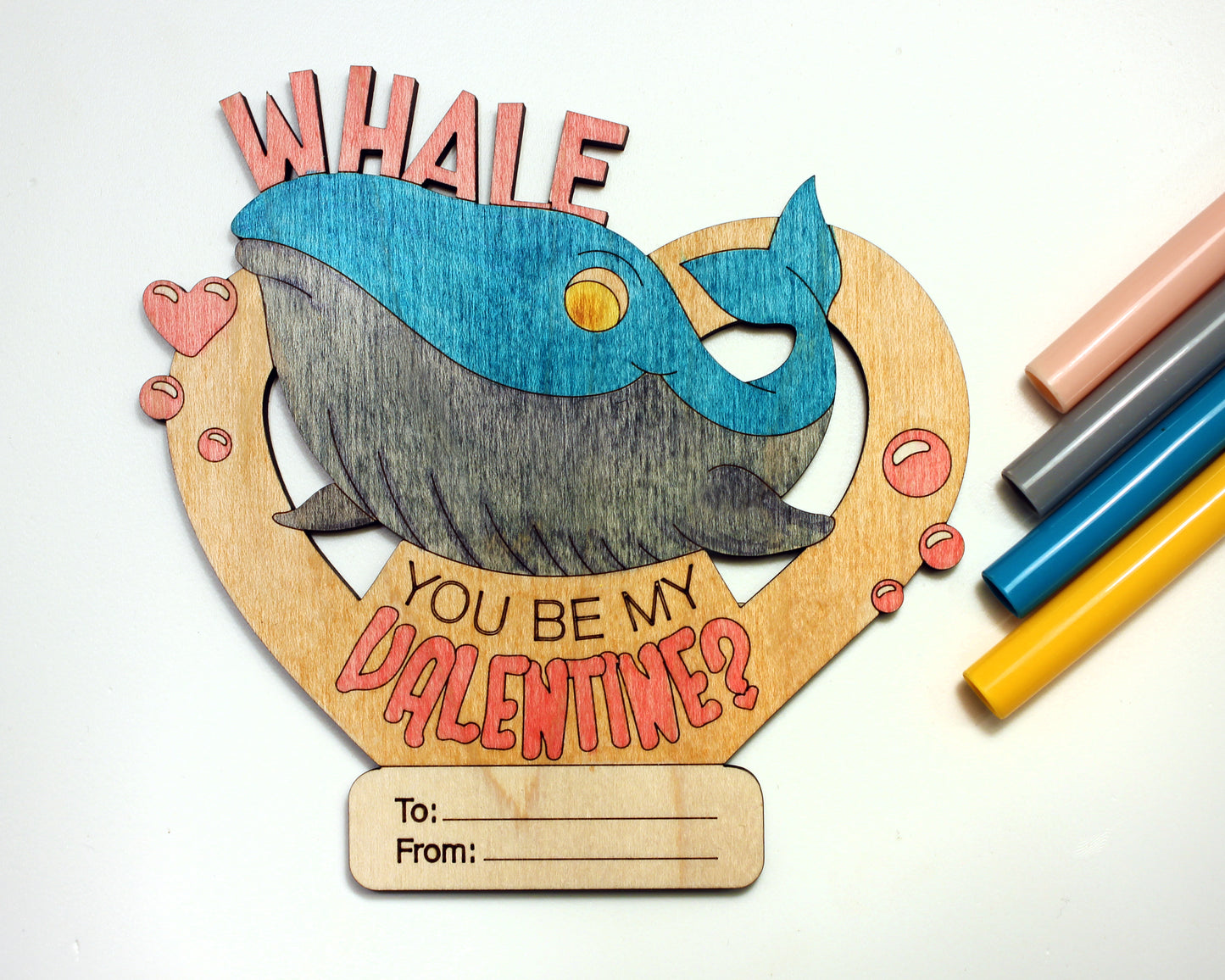 Whale Valentines Day Craft Card