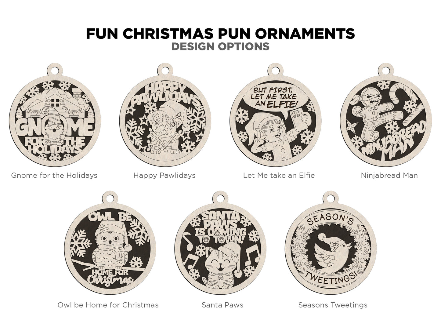 Fun Christmas Puns Ornaments