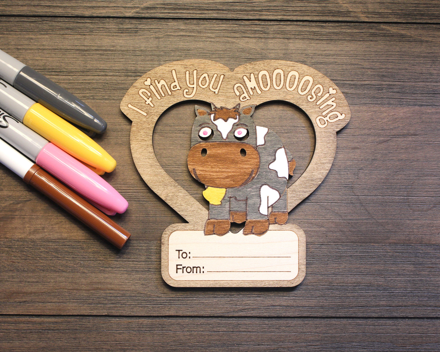 Farm Animal Valentines Day Craft Card Set